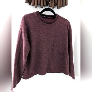 Zara Burgundy Cotton Blend Knit Sweater - NWOT